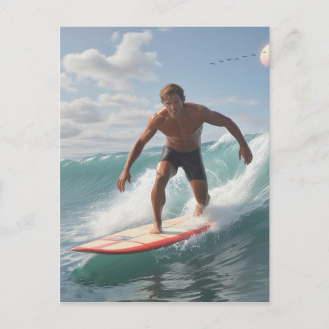 Carte Postale Anniversaire du surfeur (Devant)