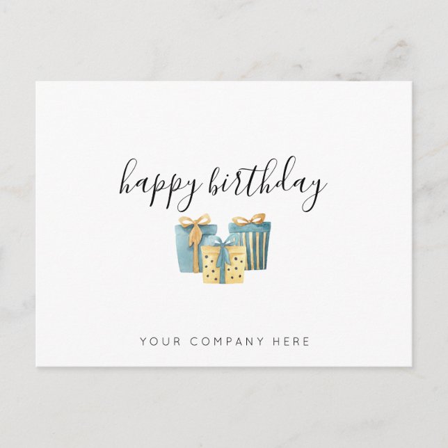 Carte Postale Anniversaire Employé Affaires Bleu Or (Devant)