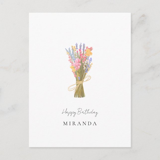 Carte Postale Anniversaire Fleur sauvage simple (Devant)