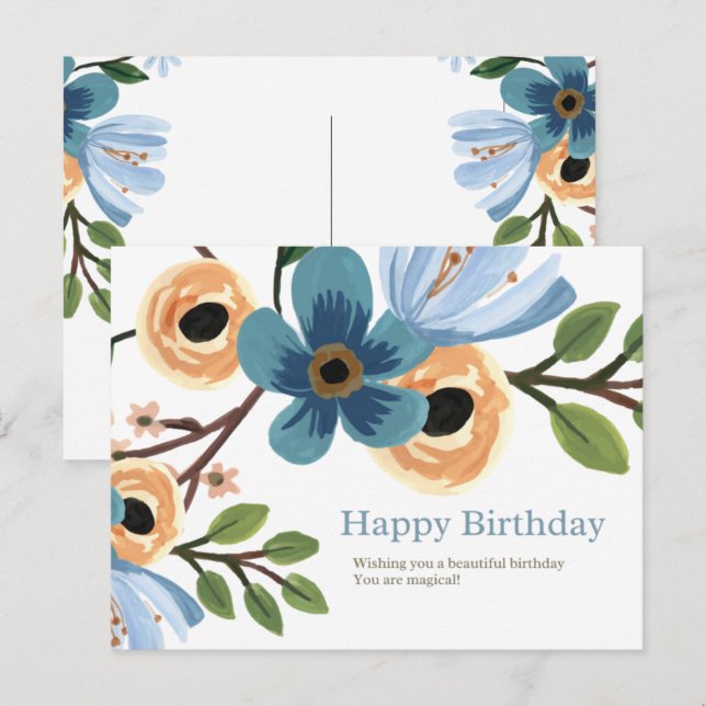 Carte Postale Anniversaire Floral (Devant / Derrière)