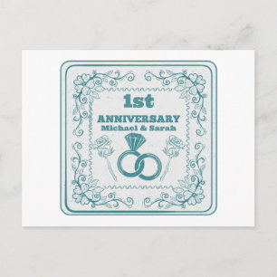 Carte Postale Anniversaire Floral mariage année personnalisable