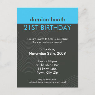 Carte Postale ANNIVERSAIRE INVITATION :: dynamique centré P7