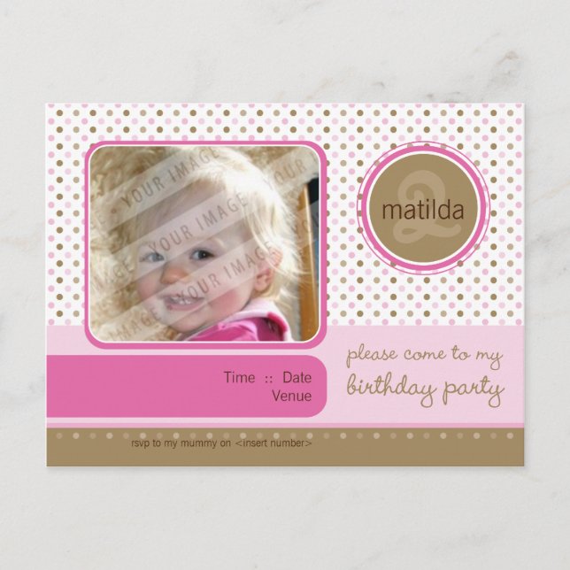 Carte Postale ANNIVERSAIRE INVITATION :: fizz - fille (Devant)