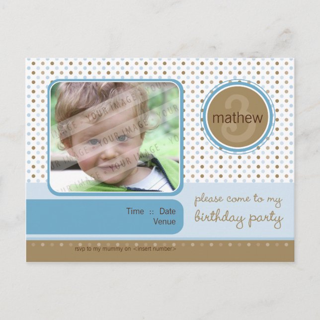 Carte Postale ANNIVERSAIRE INVITATION :: fizz - garçon (Devant)