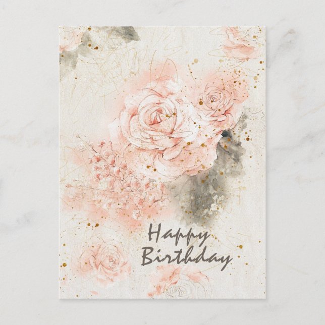 Carte Postale Anniversaire "Je t'ai aimé" Bible Verse Rose (Devant)