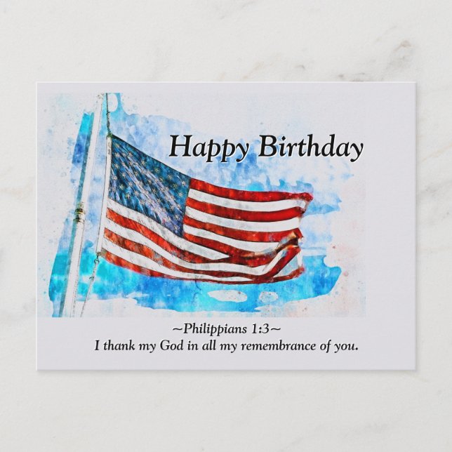 Carte Postale Anniversaire Jérémie 29:11 Bible drapeau américain (Devant)
