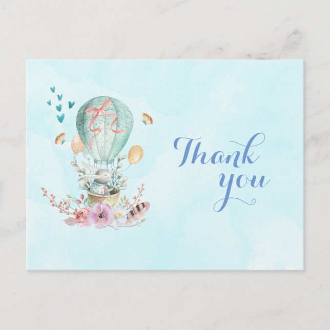 Carte Postale Anniversaire Merci Bunny équitation dans un ballon (Devant)