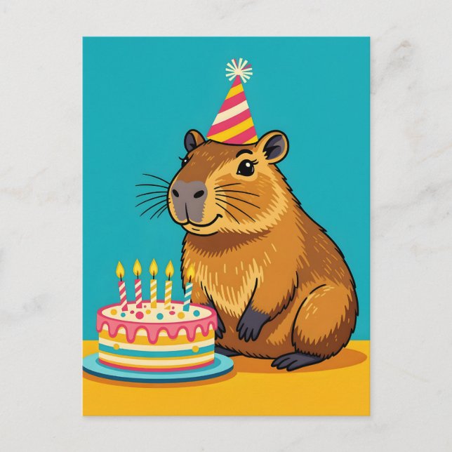 Carte Postale Anniversaire Minimaliste de Capybara (Devant)