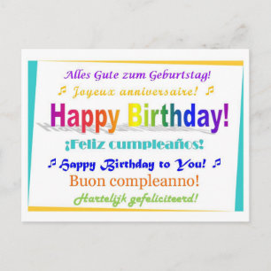 Carte Postale Anniversaire multilingue