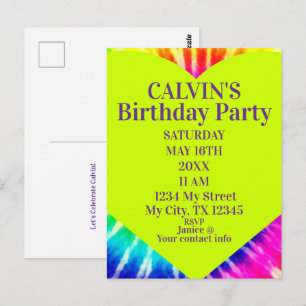 Carte Postale Anniversaire néon ambiance hippie rétro coloré