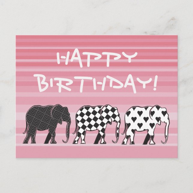 Carte Postale Anniversaire Noir Et Blanc (Devant)
