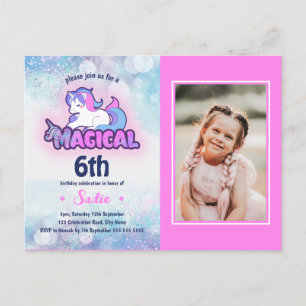 Carte Postale Anniversaire Photo Licorne Rose Violet 6 Ans Tout 