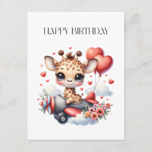 Carte Postale Anniversaire Pilote Girafe