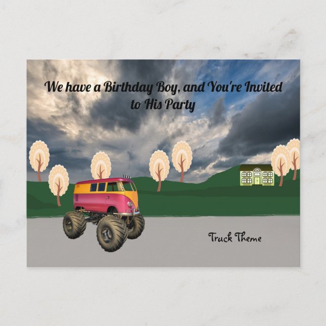 Carte Postale Anniversaire pour Jeune Garçon Truck Thème (Devant)