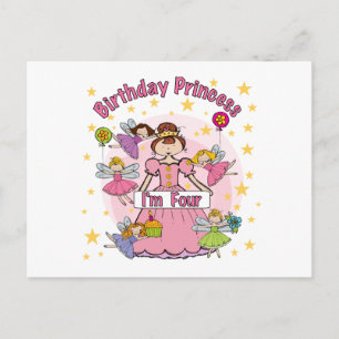 Carte Postale Anniversaire Princesse Je suis quatre t-shirts et 