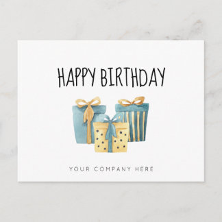 Carte Postale Anniversaire professionnel de l'employé Blue Gold