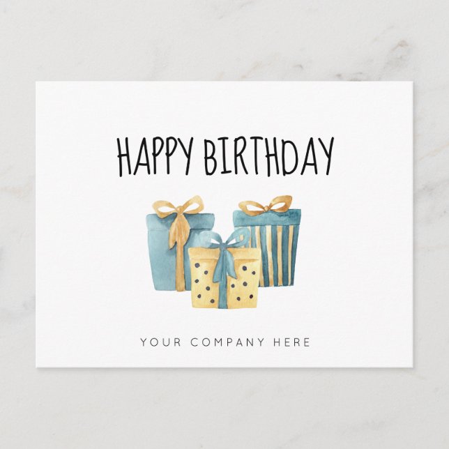 Carte Postale Anniversaire professionnel de l'employé Blue Gold (Devant)