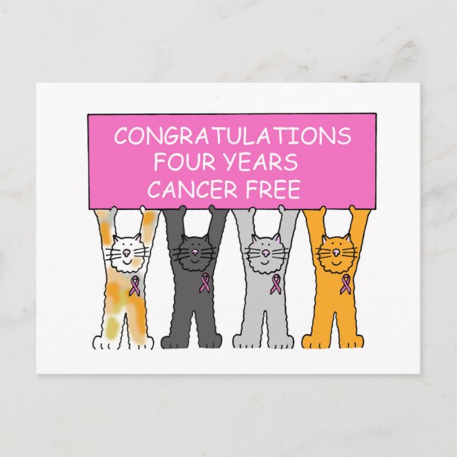 Carte Postale Anniversaire sans cancer de quatre ans (Devant)
