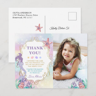 Carte Postale Anniversaire Sirène Sous L'Océan Photo Merci