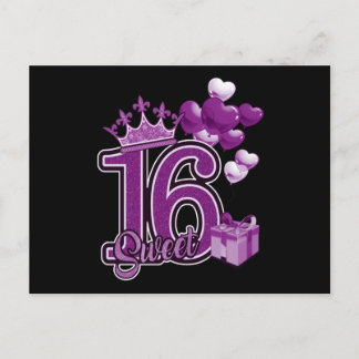 Carte Postale Anniversaire Sweet Sixteen Violet