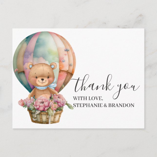 Carte Postale Anniversaire Teddy Bear Balloon Merci (Devant)