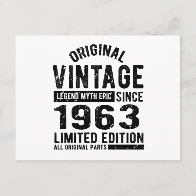 Carte Postale Anniversaire Vintage 1963 (Devant)