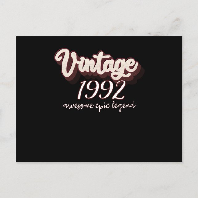 Carte Postale Anniversaire Vintage 1992 (Devant)