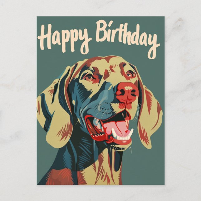 Carte Postale Anniversaire Weimaraner (Devant)