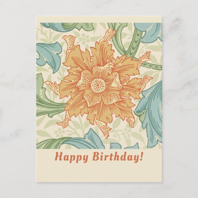 Carte Postale Anniversaire William Morris papier peint floral CC (Devant)