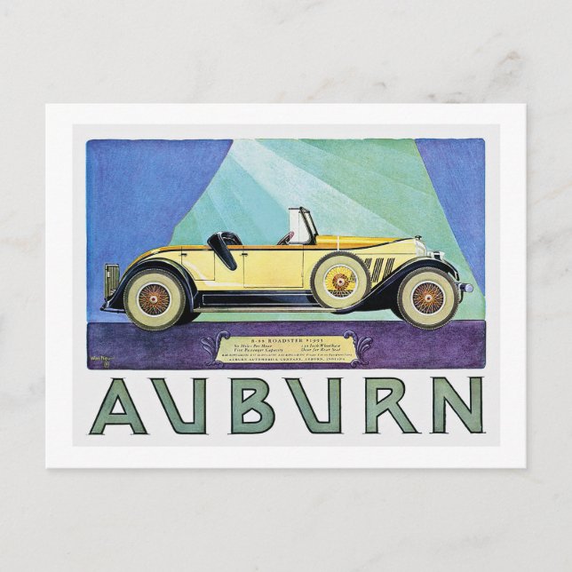Carte Postale Annonce auto Vintage Auburn (Devant)