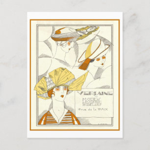 Carte Postale Annonce Casquette Art Déco vintage