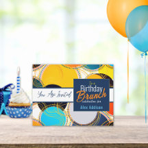 Annonce de brunch d'anniversaire coloré rétro des 