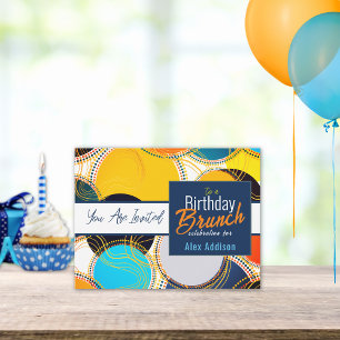 Carte Postale Annonce de brunch d'anniversaire coloré rétro des 