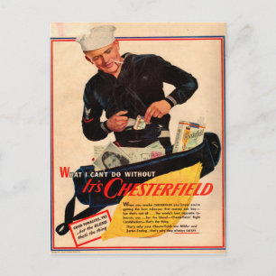 Carte Postale Annonce de cigarettes Chesterfield 1940 avec marin