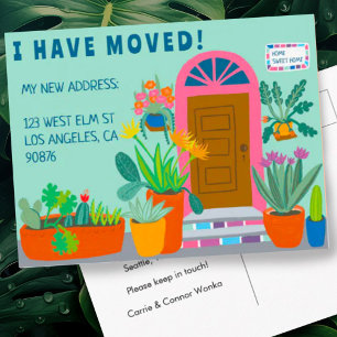 Carte Postale Annonce de déménagement Adresse Porte avant coloré