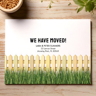 Carte Postale Annonce de déménagement avec clôture à piquets et 