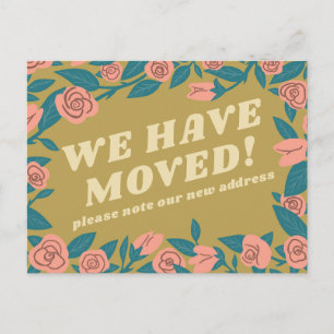 Carte Postale ANNONCE DE DÉMÉNAGEMENT Cadre Rose Rose personnali