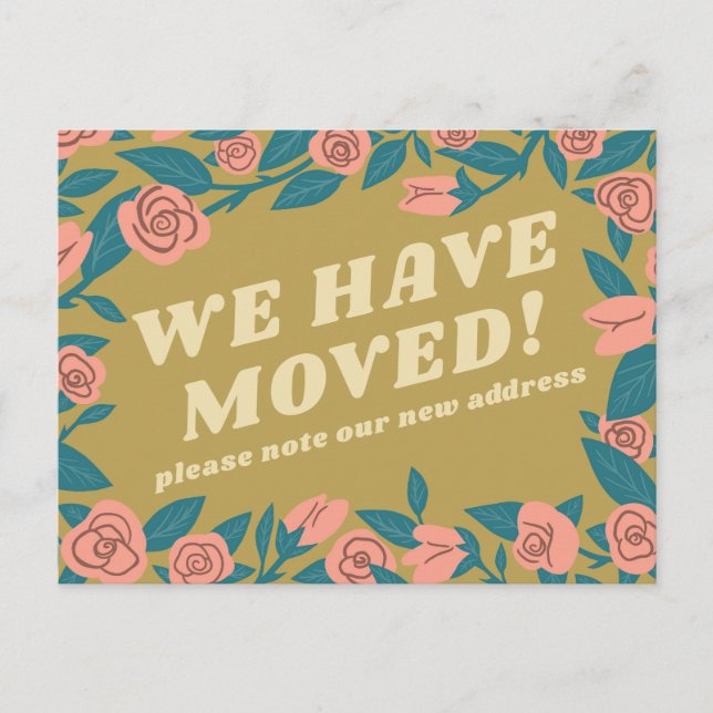 Carte Postale ANNONCE DE DÉMÉNAGEMENT Cadre Rose Rose personnali (Devant)