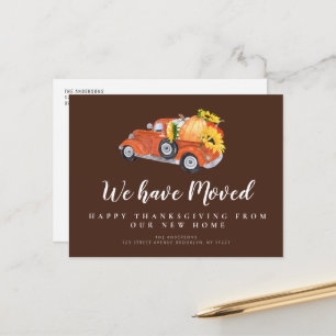 Carte Postale annonce de déménagement d'automne de thanksgiving