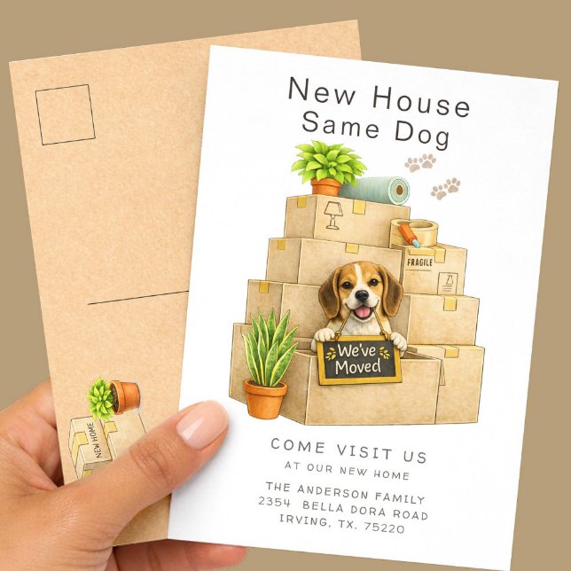 Carte Postale Annonce de déménagement de Beagle New House (Créateur téléchargé)