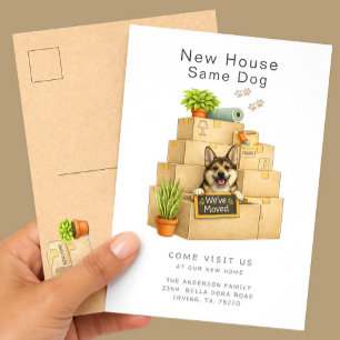 Carte Postale Annonce de déménagement de maison avec Corgi