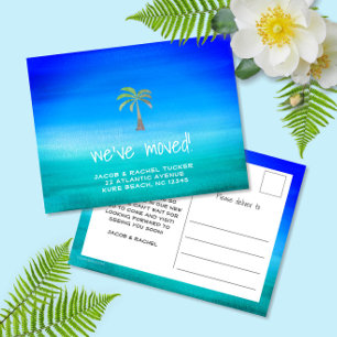 Carte Postale Annonce de déménagement de palmier tropical néon p
