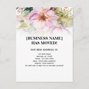 Carte Postale Annonce de déménagement d'entreprise Fleurs Aquare