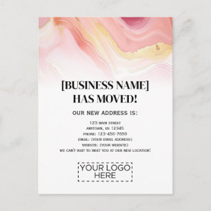 Carte Postale Annonce de déménagement d'entreprise Logo Marbre R