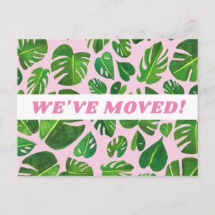 Carte Postale ANNONCE DE DÉMÉNAGEMENT Monstera Leaf Watercolor R