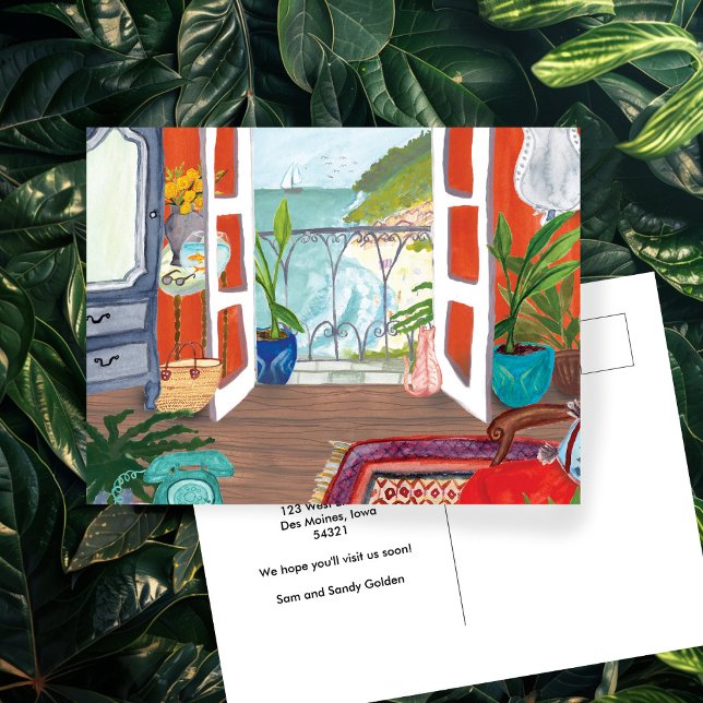 Carte Postale ANNONCE DE DÉMÉNAGEMENT Nouvelle adresse personnal (MOVING ANNOUNCEMENT Custom New Address Watercolor Postcard
)