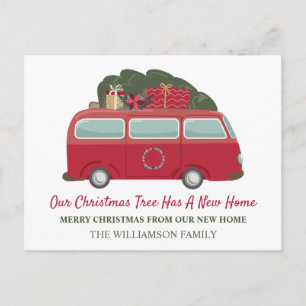 Carte Postale Annonce de déménagement pour Noël   Camionnette et