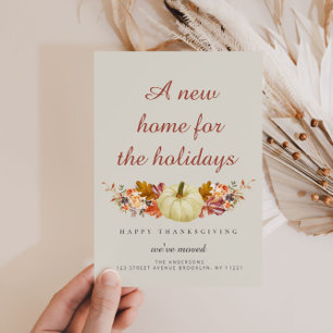 Carte Postale annonce de déménagement pour thanksgiving avec feu