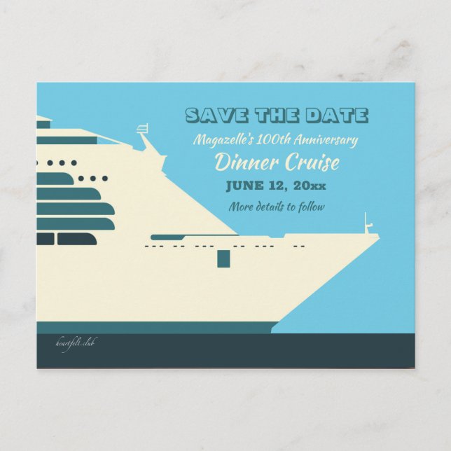 Carte Postale Annonce de dîner-croisière "Save the Date" (Devant)