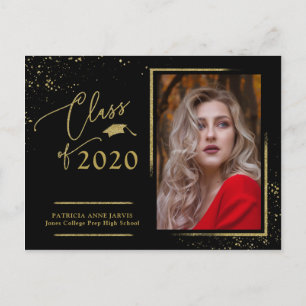 Carte Postale Annonce de diplômé en écriture chic Festive Gold G